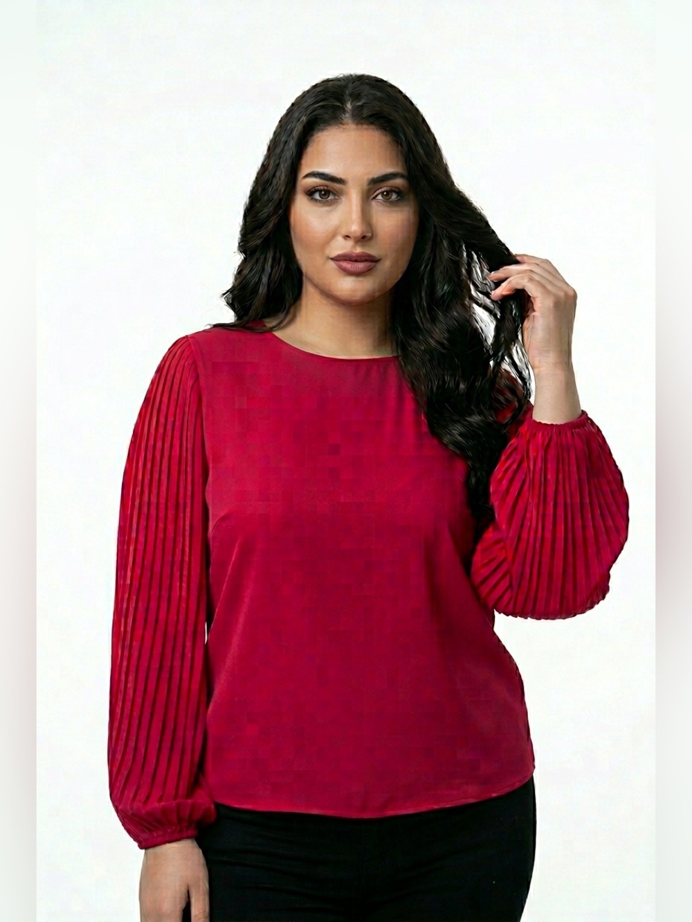 Pleated sleeve blouse